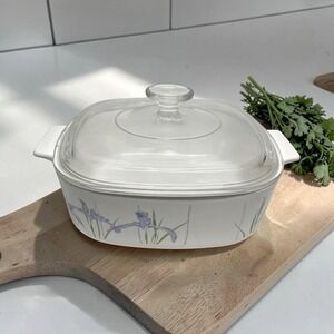 Vintage Corning Ware Shadow Iris A-2-B Casserole 2 Liter With A-9-C Pyrex Lid